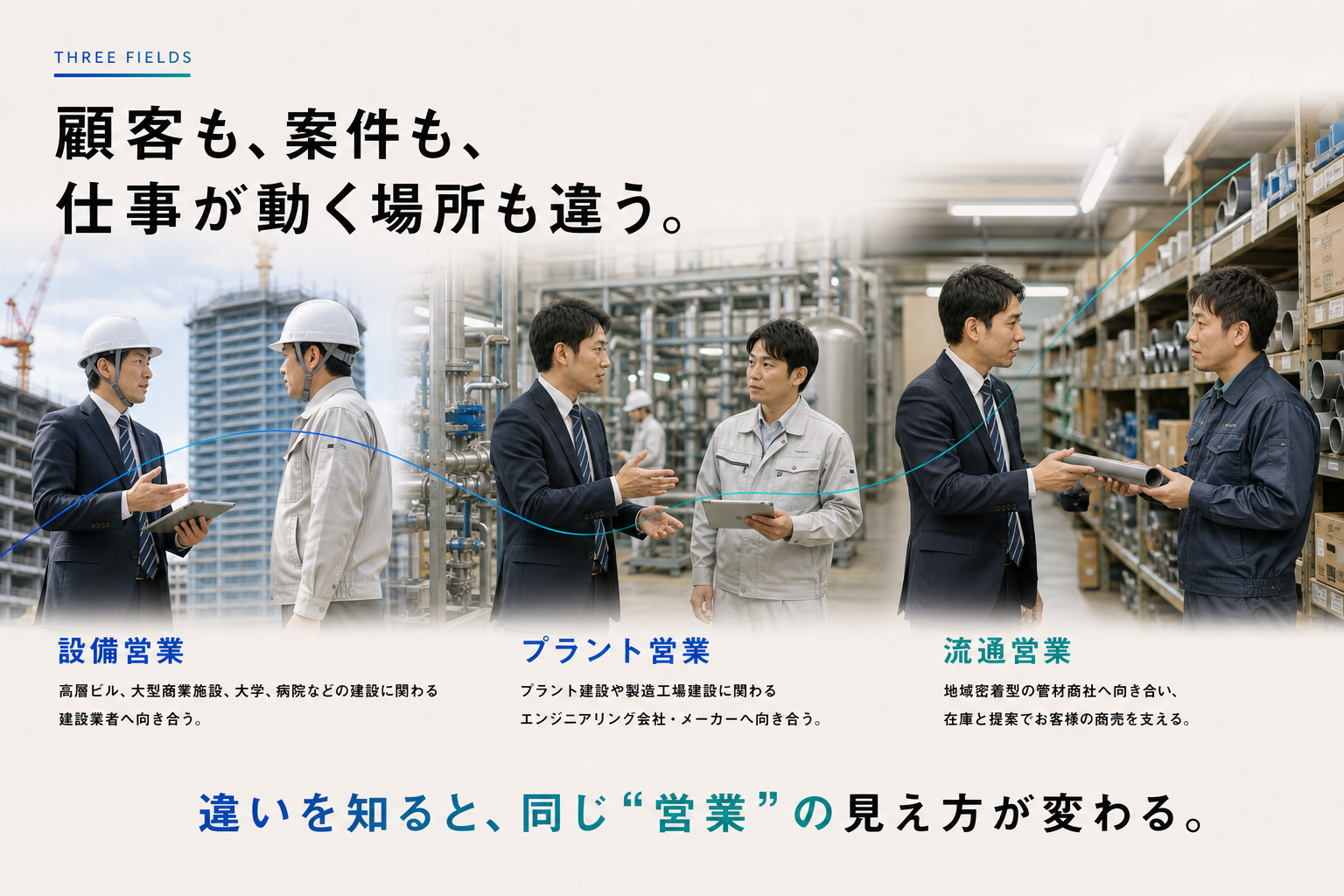 顧客、案件、仕事が動く場所が違う3つの営業領域