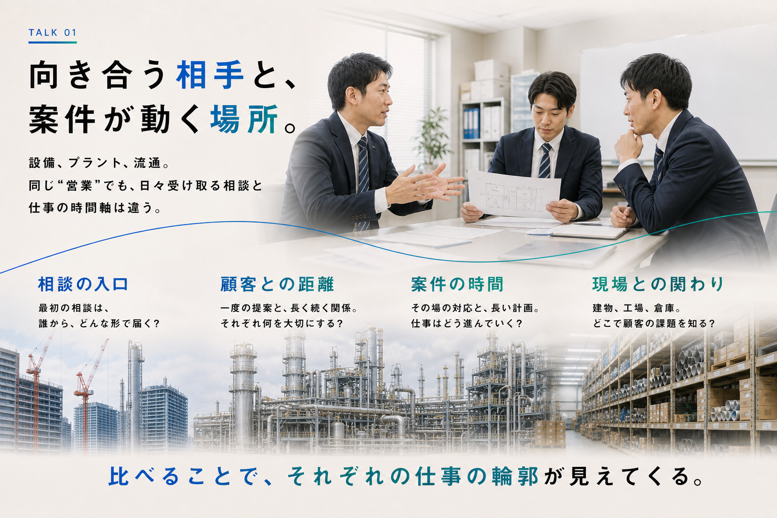 向き合う相手と案件が動く場所を比べるトーク