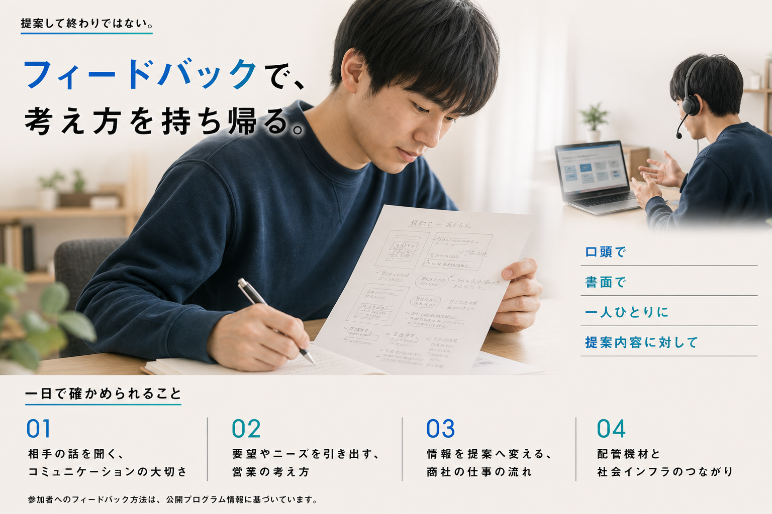 フィードバック方法と一日で確かめられること